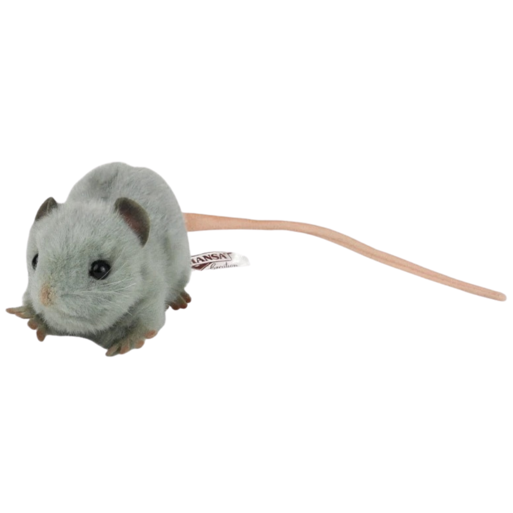 Hansa 12cm Grey Fat Rat Plush Soft Toy Animal Teddy Gift for Rat Lovers Lincrafts Uk 5579