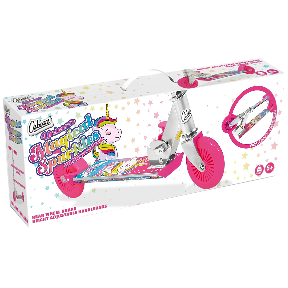 Ozbozz Unicorn Magical Sparkles Kids Scooter Colourful Indoor & Outdoor Push Scooter for Ages 5+