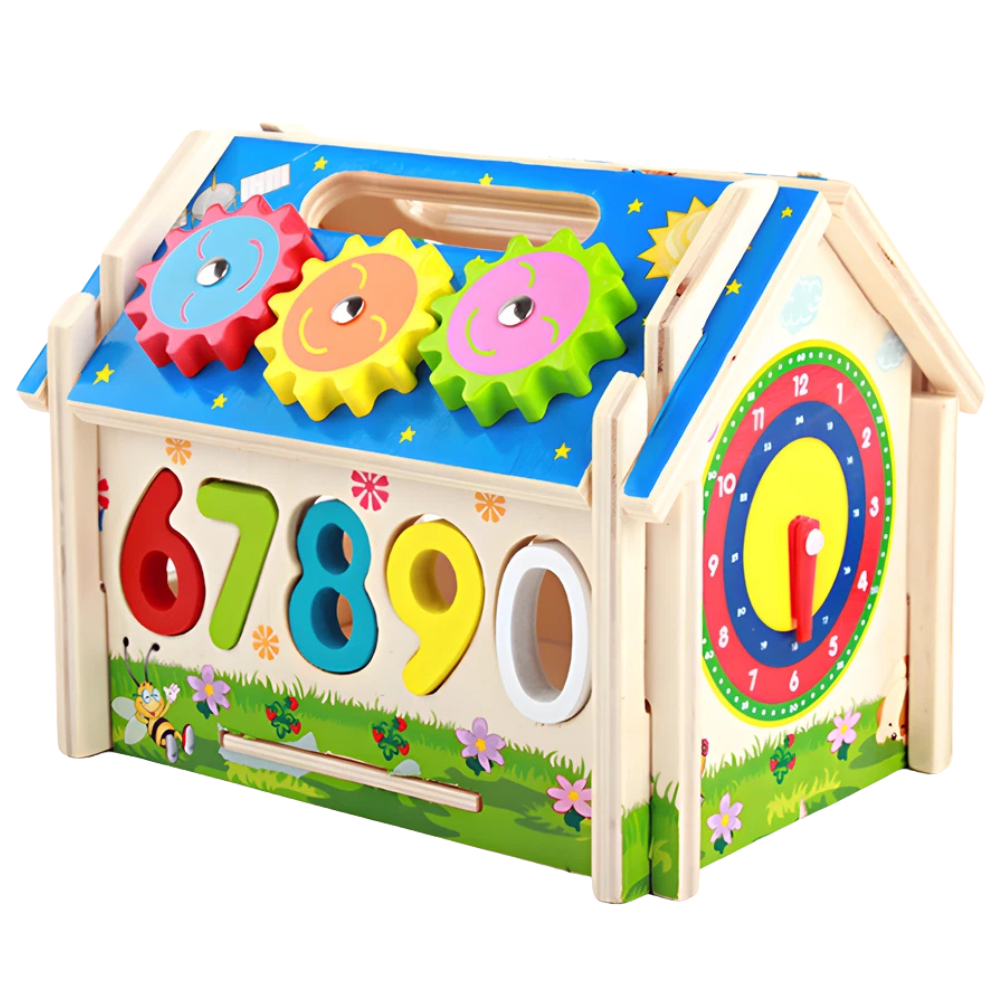 Wooden Busy Board House Puzzle Toy, Interactive Multifunctional Jigsaw Activity for Kids