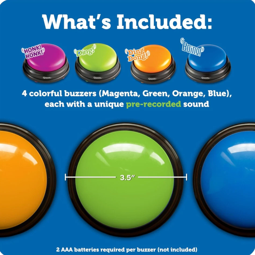 Learning Resources Answer Buzzers Set 4 Classroom Game Buzzers for Kids Educational Fun Toy
