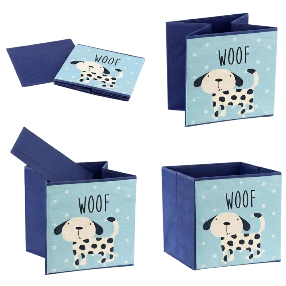 Kids Storage Cubes Set of 4 Animal Designs Foldable Toy Boxes 30cm