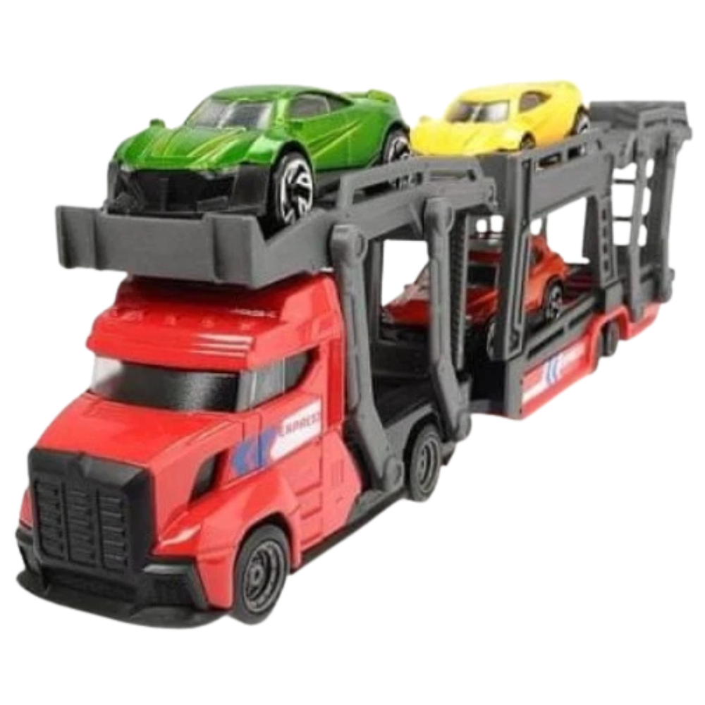 Dickie Toys Blue Car Carrier Truck with 3 Cars Diecast Model Toy 1:64 Scale Transport Set