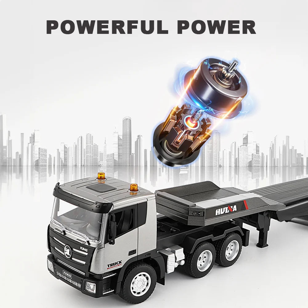 RC Flatbed Truck Toy for Kids 2.4G Remote Control 9-Channel Detachable Trailer