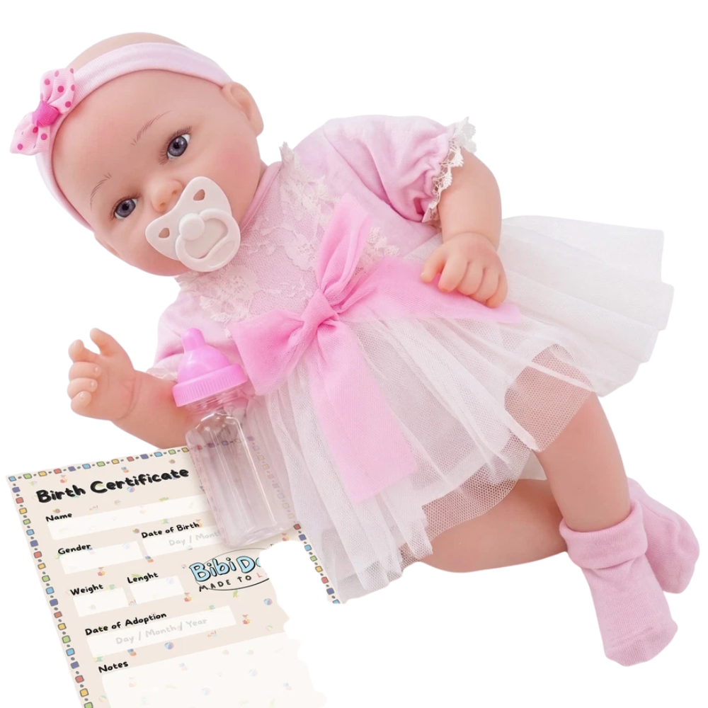 17 Inch Realistic Reborn Baby Doll Handmade Sleeping Open Eyes with Dummy Bottle for Kids
