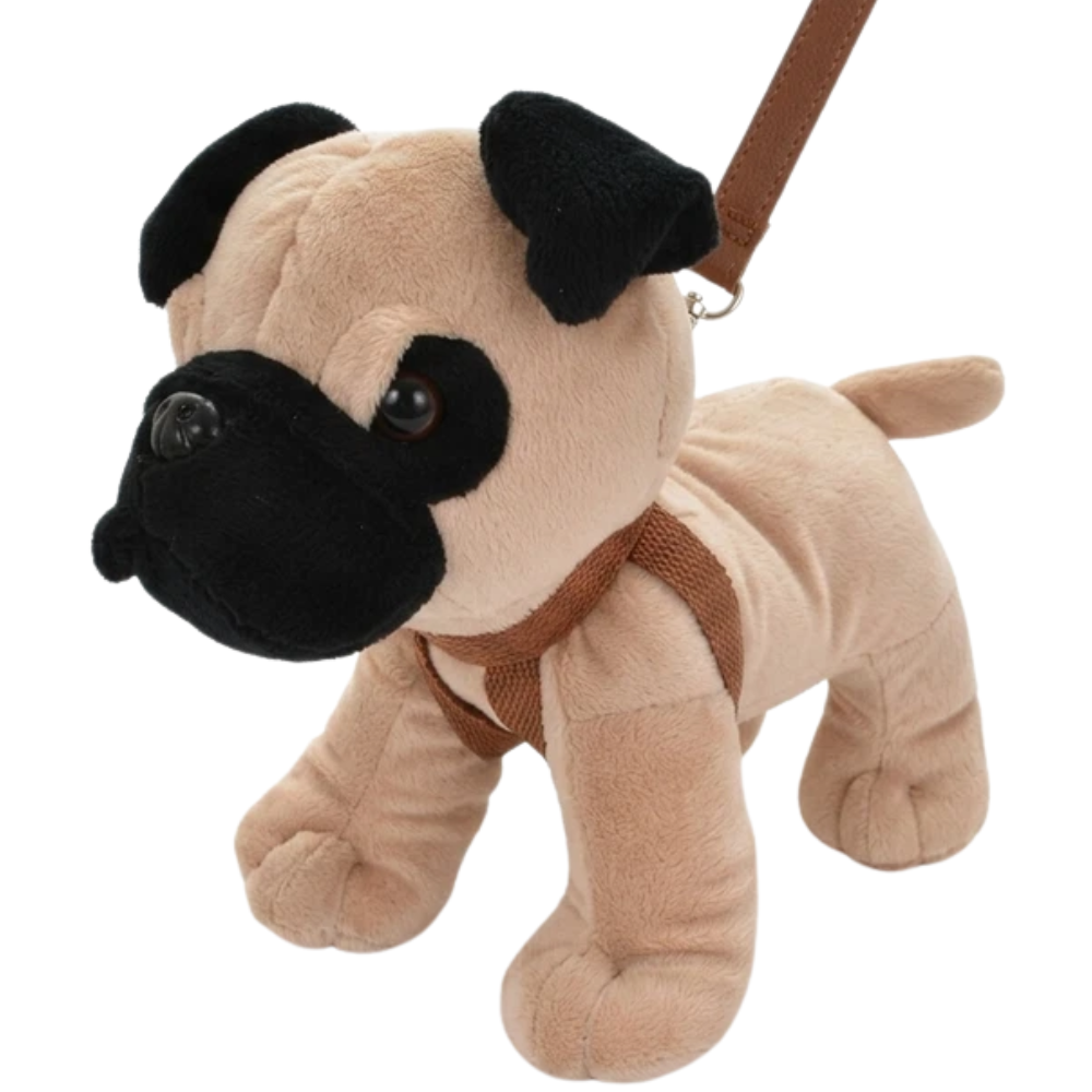 Standing Plush Dog Toy with Lead & Harness 30cm Soft Stuffed Puppy Kids Gift