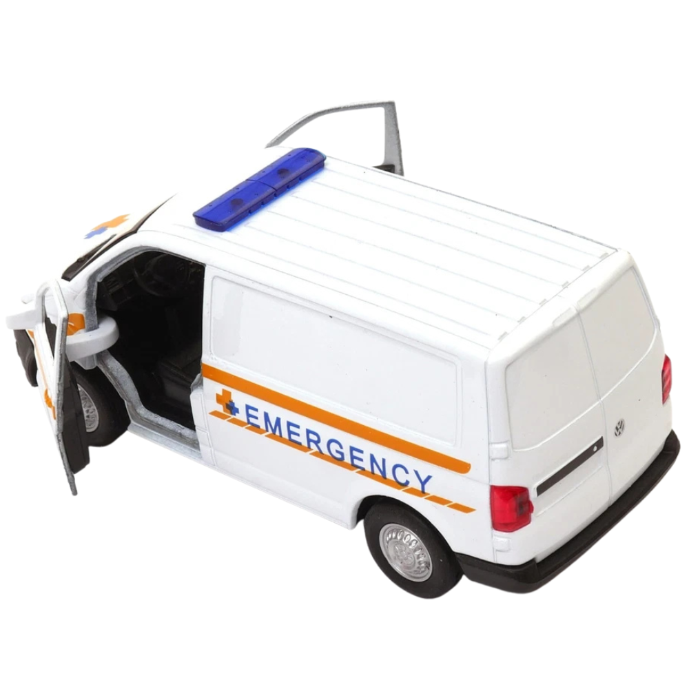 Welly Volkswagen T6 Transporter Emergency Van Diecast Model Toy 1:34–1:39 Scale Collectible