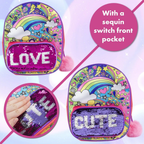 Abeec Colour Your Own Sequin Backpack Craft Kit with Pens Creative Kids Activity Toy Gift Art Set 3+