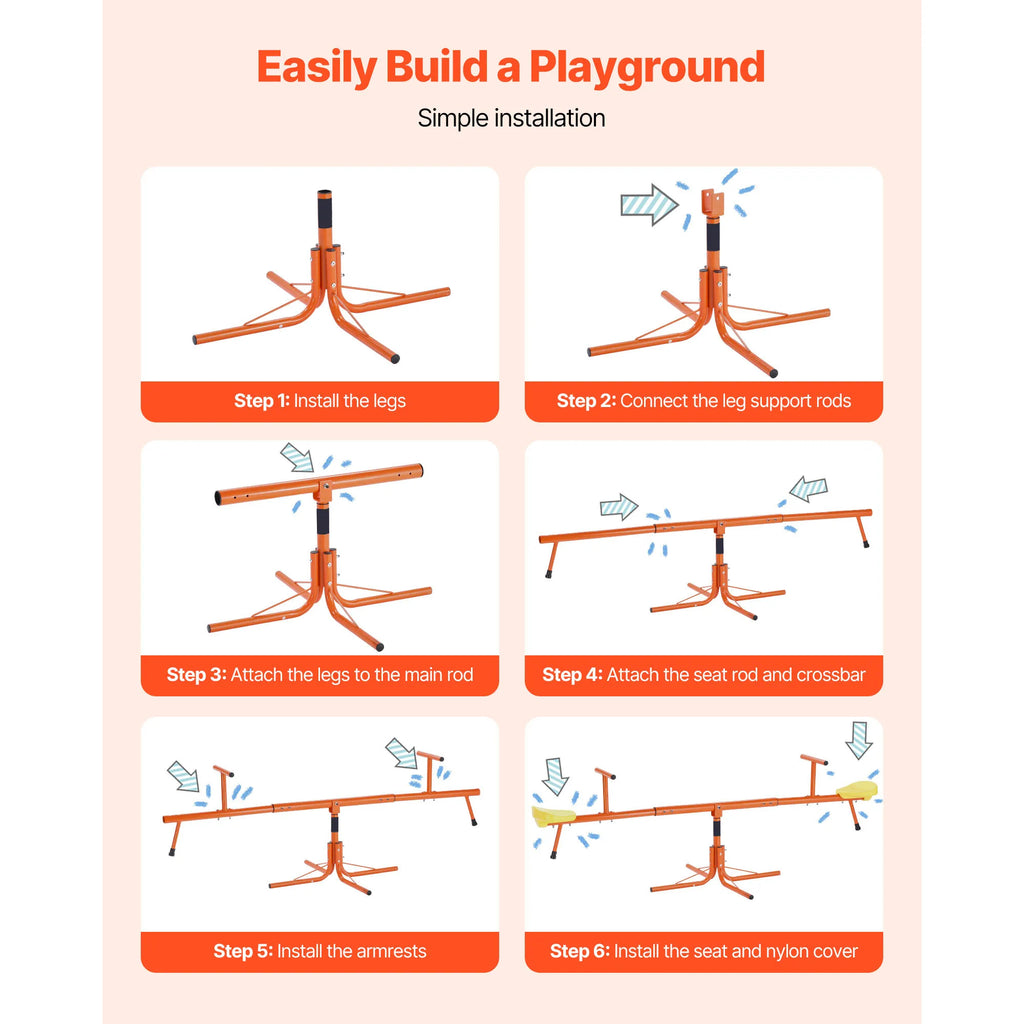 SucceBuy Kids Seesaw Sit & Spin Teeter Totter 4-Prong Base Outdoor Play