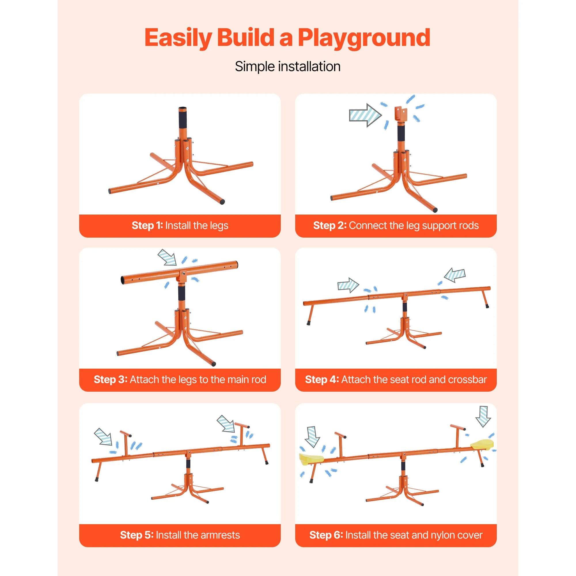 SucceBuy Kids Seesaw Sit & Spin Teeter Totter 4-Prong Base Outdoor Play