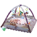RLS Grey Baby Activity Gym Play Mat with Safety Net, 5 Hanging Toys and 18 Ocean Balls