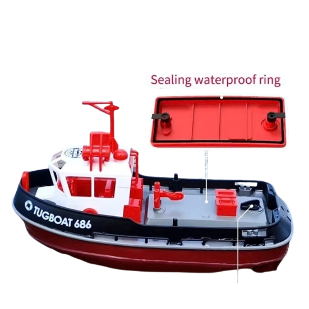 Rc Tug Boat 1:72 Scale Dual Motor 2.4ghz Remote Control Working Lights Kids 8+