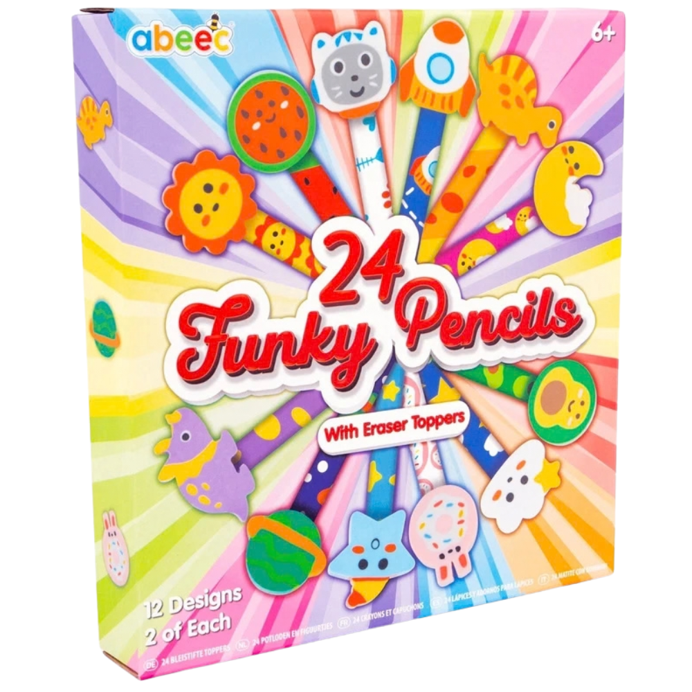 24 Kids Pencils with Eraser Toppers Animal Dinosaur Party Bag Classroom Gifts