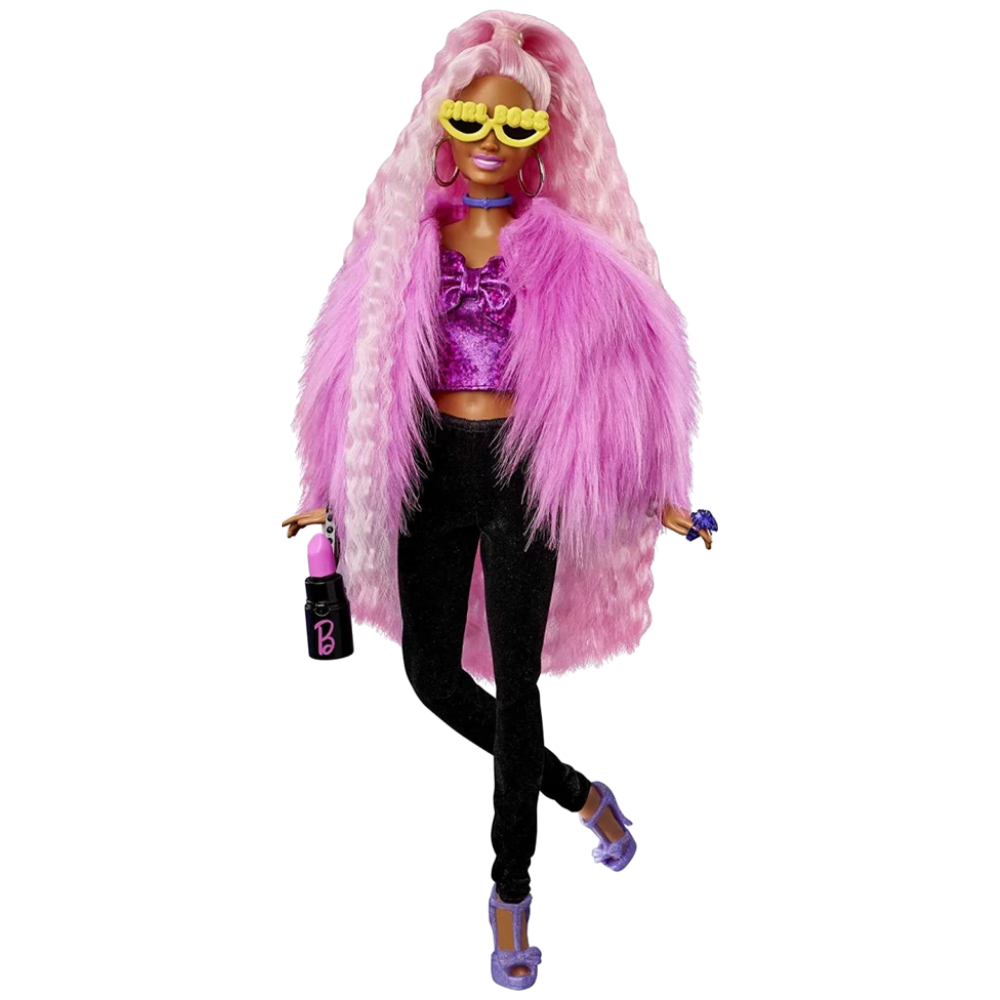 Barbie Extra Doll with Pink Long Hair Clothes Accessories Fashion Beauty Set by Mattel Toy