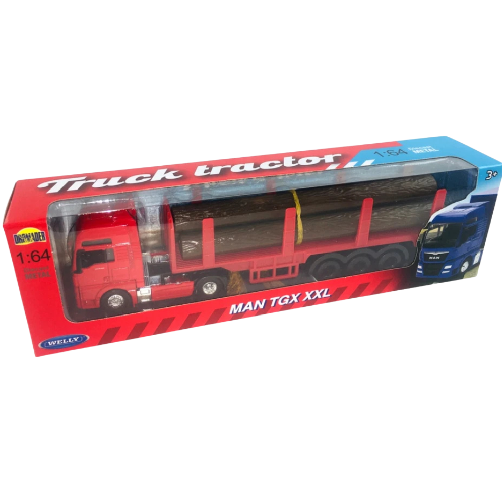 Welly Man Tgx Xxl Timber Transporter Diecast Truck Model Toy 1:64 Scale Swedish Lorry