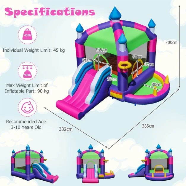 5-in-1 Fun Bounce Castle with Sun Roof for Kids