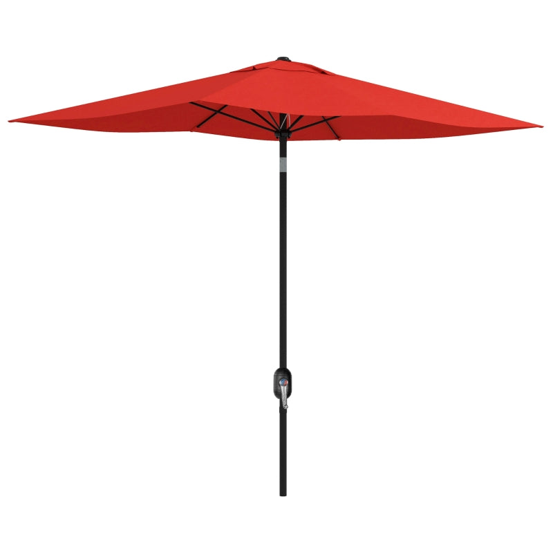 Garden Parasol Umbrella with Crank Handle & Tilt, Aluminium Frame, Wine Red, 2x3m
