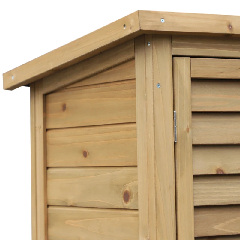 Wooden Garden Storage Shed with 2 Doors, Fir Wood Tool Cabinet, 87x46.5x96.5 cm, Natural