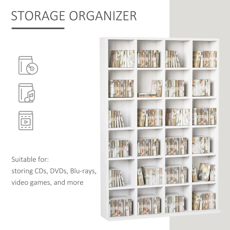 CD Storage Rack – White, 89x130.5cm with Adjustable Shelving