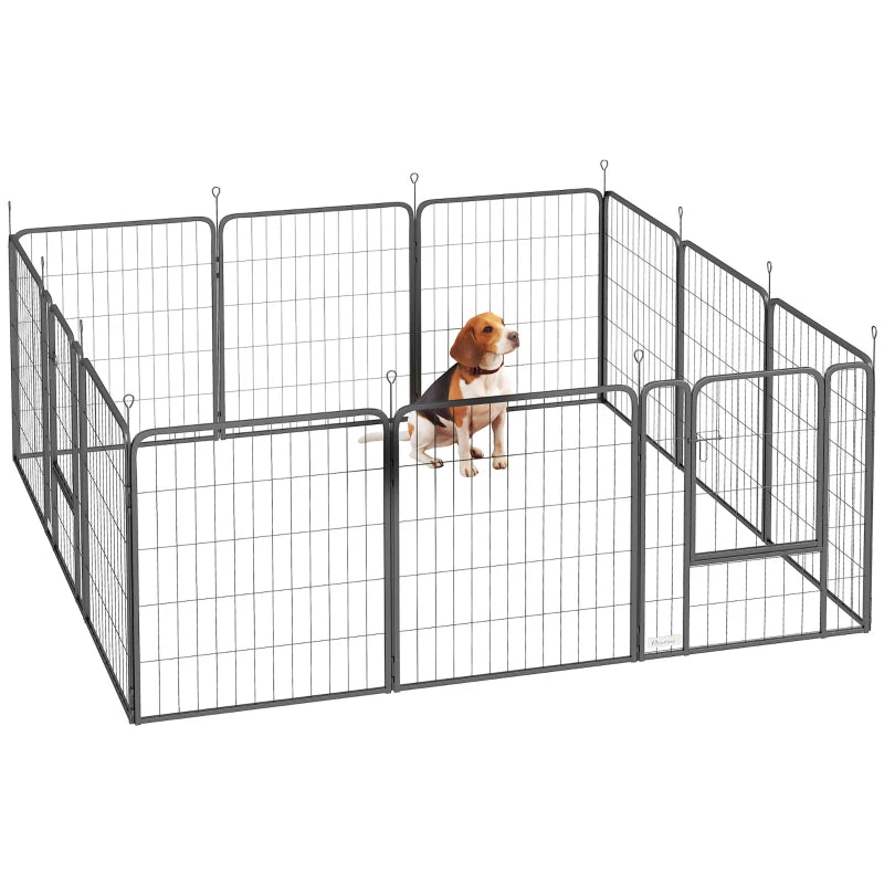 12-Panel Dog Playpen with Doors – Secure Medium Dog Pen
