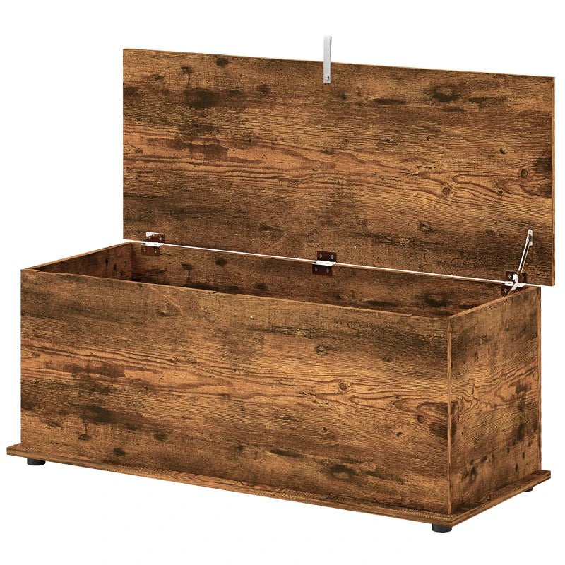 113L Storage Chest with Flip-Top Lid, Safety Hinges, Rustic Brown