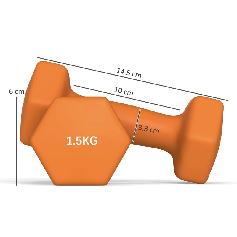 1.5kg Hex Dumbbells Pair – Durable & Non-Slip Grip