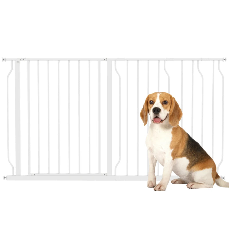 Extra Wide Dog Gate with Door Pressure – White