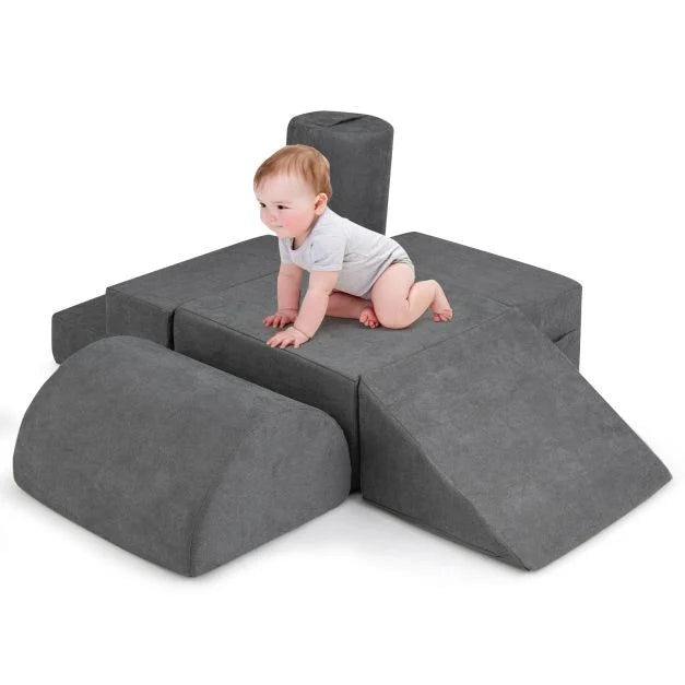 Baby Climbing Blocks Set – 6 Pieces with Skin-Friendly Chenille