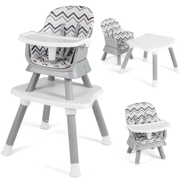 Baby High Chair 6-in-1 with Secure 5-Point Harness and Easy-Clean Removable Tray