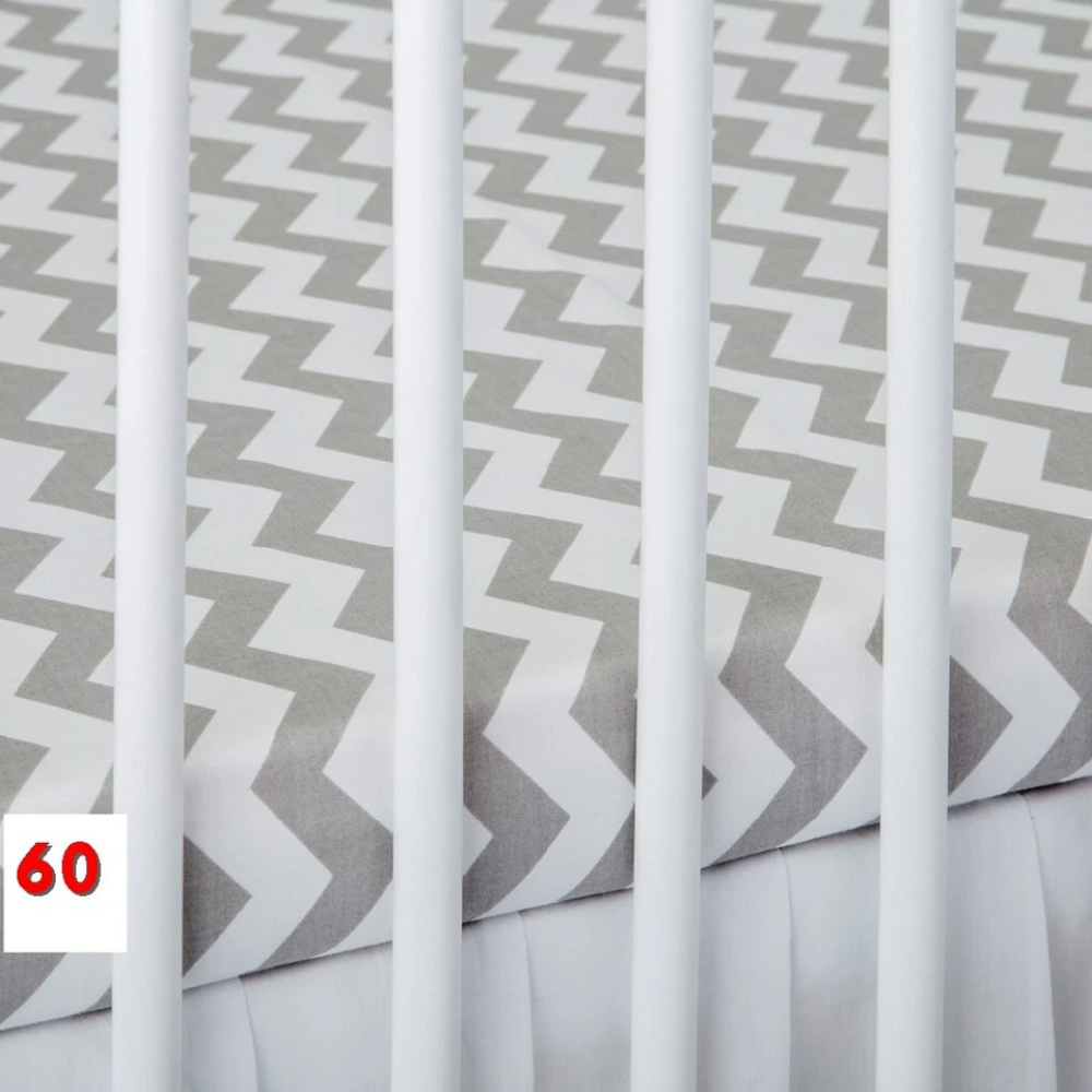 2 Pack 100% Cotton Fitted Sheets for Chicco Next2Me Bedside Crib 55 x 90 cm
