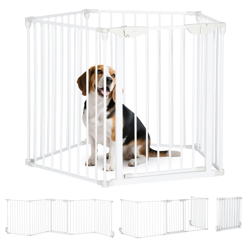 White Metal Pet Playpen 5 Panels with Door