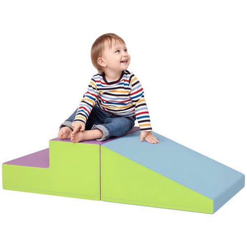 2-Piece Soft Play Set for Toddlers – Safe Climb & Crawl Toy for Ages 12-36 Months, Blue