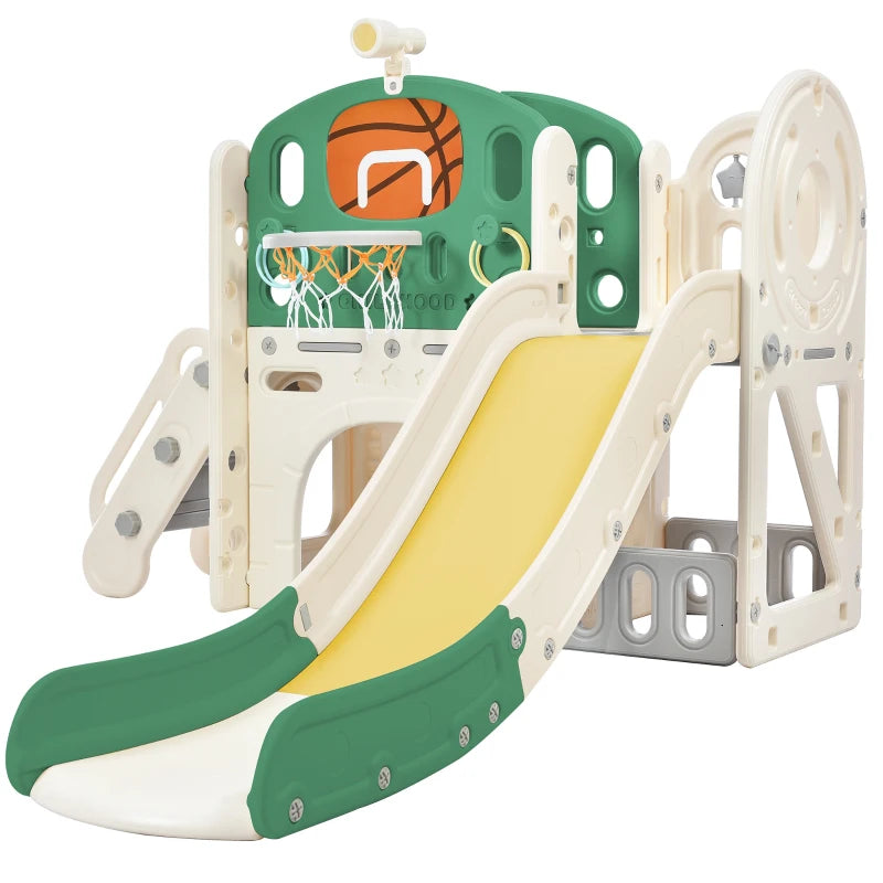 Kids Outdoor Play Equipment Combo with Slide, Tunnel, Ladder & Storage, Easy Assembly