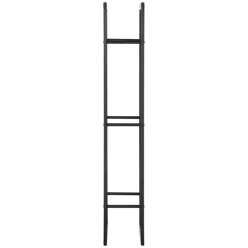 Tall Firewood Rack Metal Log Holder for Fireplace Indoor Outdoor, Black, 60x25x150 cm