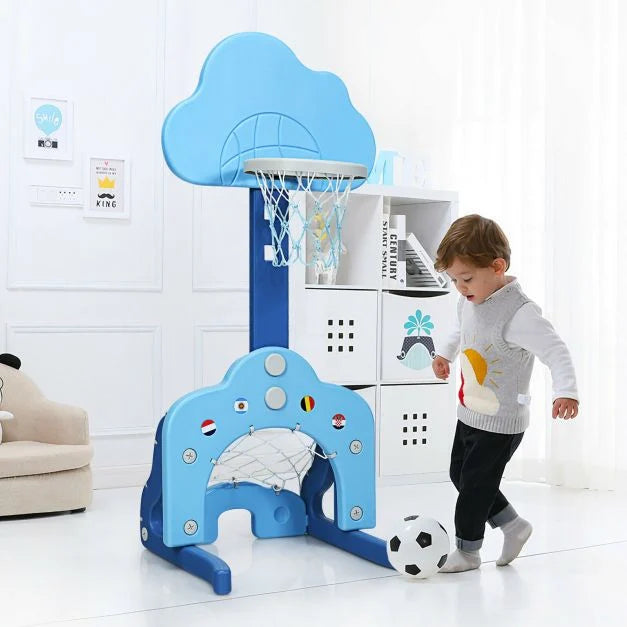 3-in-1 Toddler Basketball Hoop Set with 5 Adjustable Height Levels
