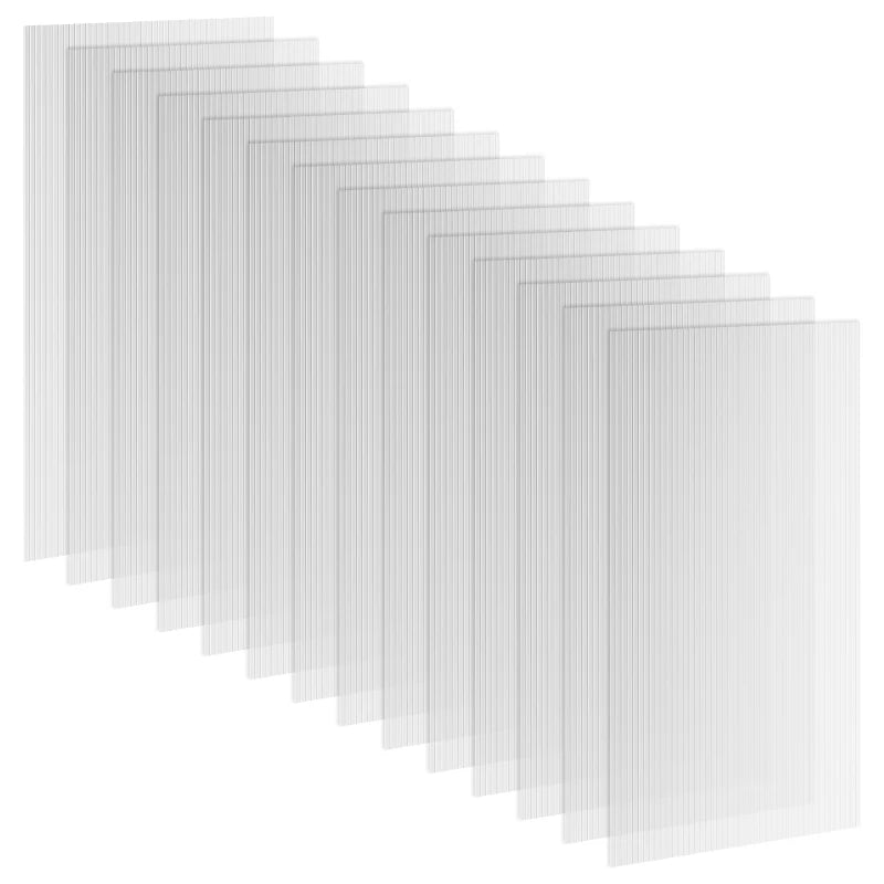 Clear Twin-Wall Polycarbonate Sheets, 14 Pieces, Waterproof & UV Protected, 121x61x0.4cm