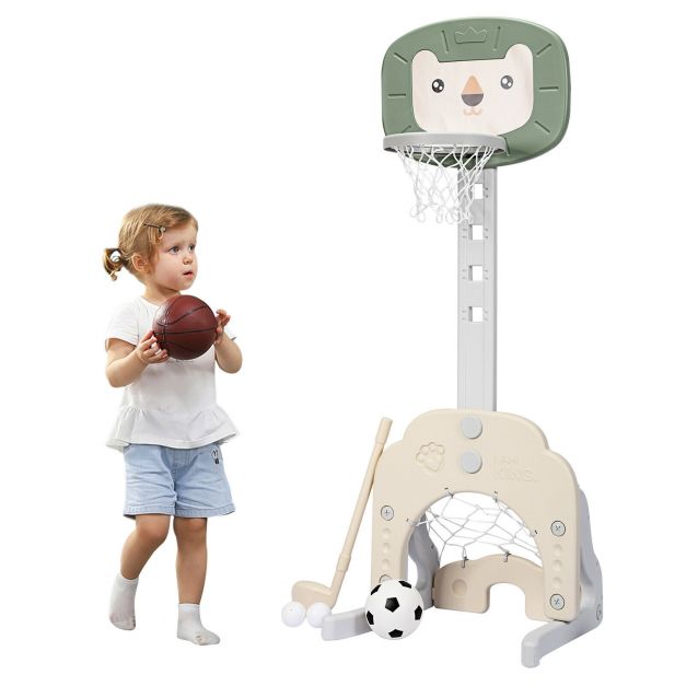 3-in-1 Basketball Hoop Set with Stand and Five Adjustable Height Levels