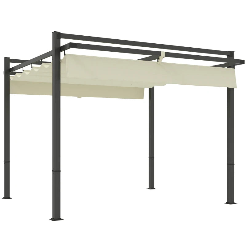 Modern Aluminium Pergola with Adjustable Roof – Perfect Outdoor Shade in Grey & Khaki, 3x3m