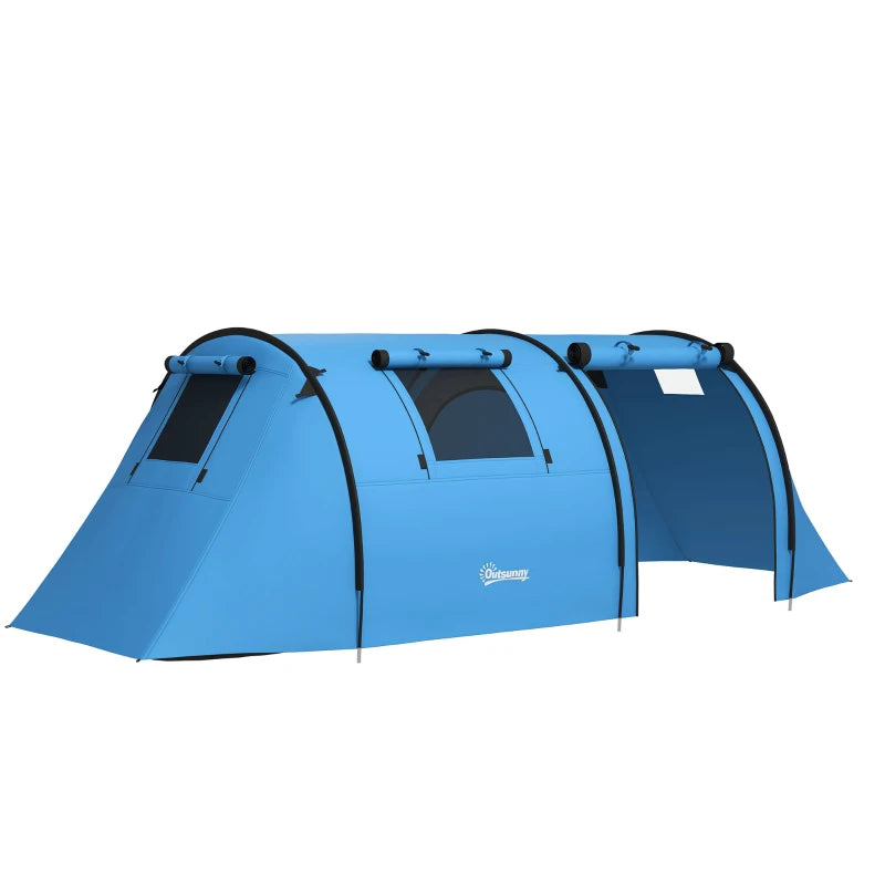 Sky Blue Tunnel Tent – 4-Person Duo Room with Accessories
