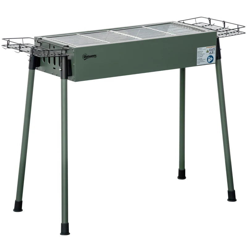 Compact Stainless Steel Portable Charcoal BBQ Grill with Baskets and Hooks for Outdoors