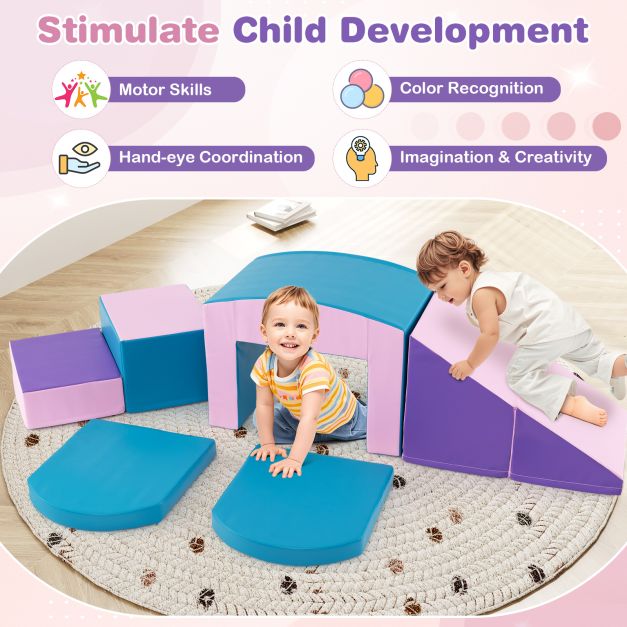 6-Piece Foam Climbing Set with Tunnel – Soft Play for Toddlers