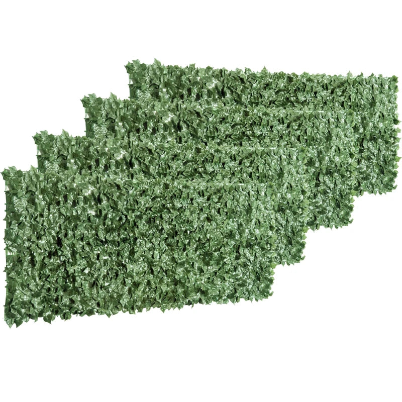 Dark Green Artificial Leaf Hedge Privacy Fence Panels for Garden & Outdoor Use, 2.4M x 1M