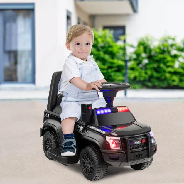 Kids 6V Ride-On Police Car with Sound Megaphone