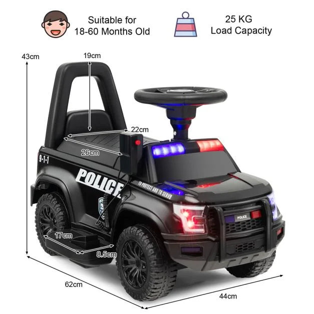 Kids 6V Ride-On Police Car with Sound Megaphone