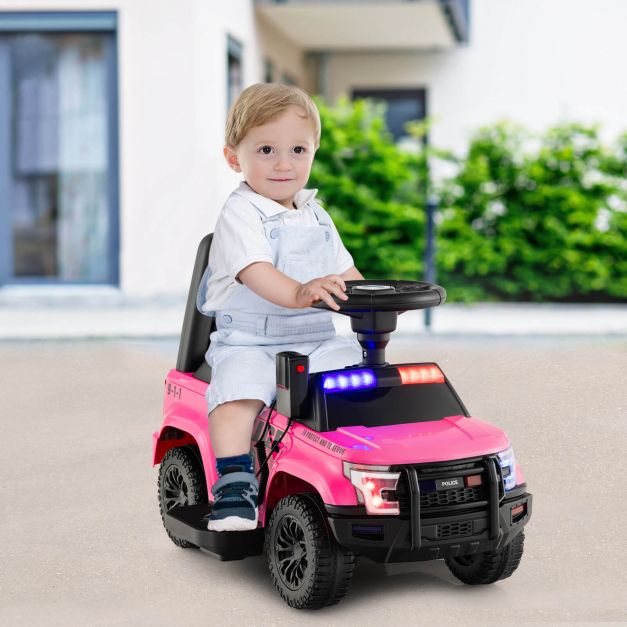 Kids 6V Ride-On Police Car with Sound Megaphone