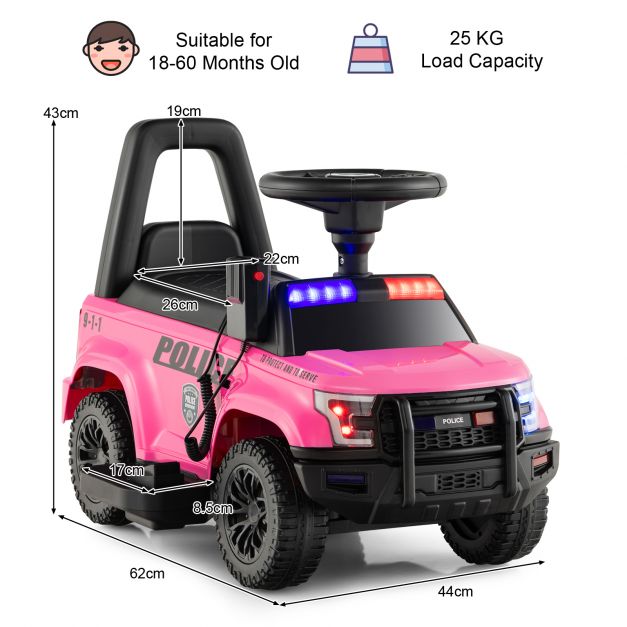 Kids 6V Ride-On Police Car with Sound Megaphone