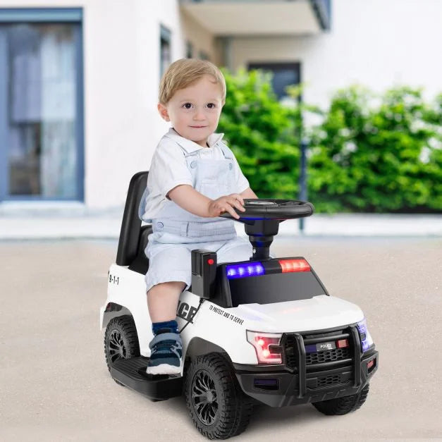 Kids 6V Ride-On Police Car with Sound Megaphone