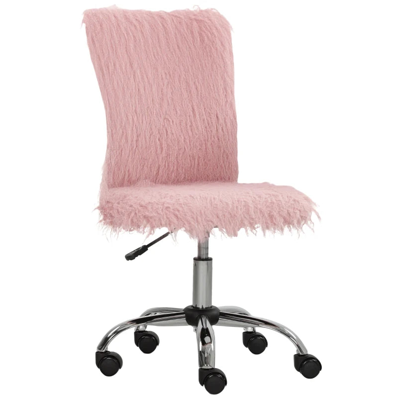 Modern Pink Office Desk Chair – Armless, Swivel & Height Adjustable
