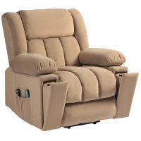 Light Brown Velvet Recliner Chair with Riser and Massage Function