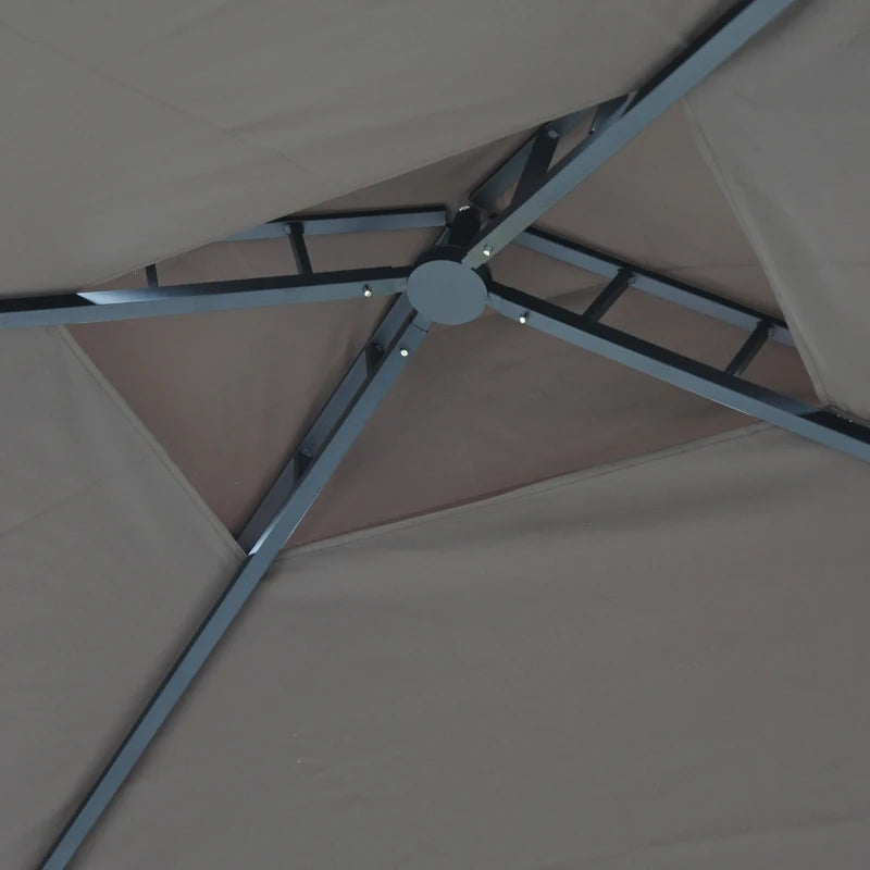 Patio BBQ Tent Canopy with Awning, Coffee Outdoor Gazebo Sun Shelter, 2.5x1.5m