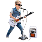 Kids Electric Guitar Amp & Microphone Stand Set Musical Toy Instrument Lights Sound Play